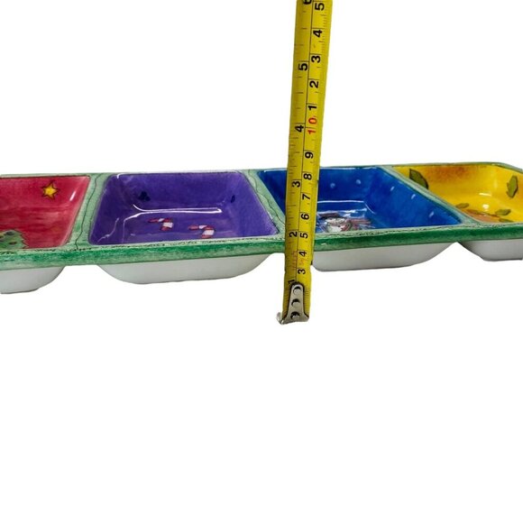 Sango Sweet Shoppe Christmas 4-Part Relish Tray Snowman Candy Holly Sue Zipkin - Picture 4 of 6